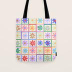 Cute Checkered Flowers in Beige  Tote Bag Gallery Image 1