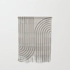 Minimal Line Curvature XCVI Vintage Creme & Black Mid Century Modern Arch Abstract Wall Hanging Gallery Image 1