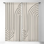 Minimal Line Curvature XCVI Vintage Creme & Black Mid Century Modern Arch Abstract Window Curtain Gallery Image 5