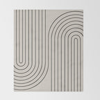 Minimal Line Curvature XCVI Vintage Creme & Black Mid Century Modern Arch Abstract Throw Blanket Gallery Image 2