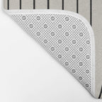 Minimal Line Curvature XCVI Vintage Creme & Black Mid Century Modern Arch Abstract Bath Mat Gallery Image 2