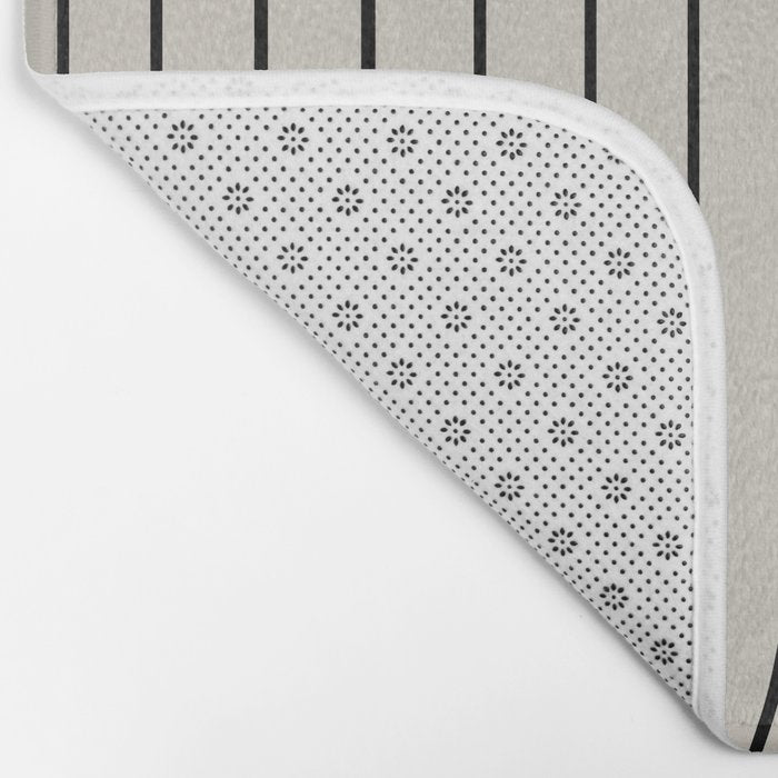 Minimal Line Curvature XCVI Vintage Creme & Black Mid Century Modern Arch Abstract Bath Mat Gallery Image 2