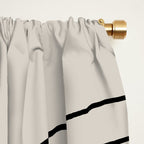 Minimal Line Curvature XCVI Vintage Creme & Black Mid Century Modern Arch Abstract Window Curtain Gallery Image 2