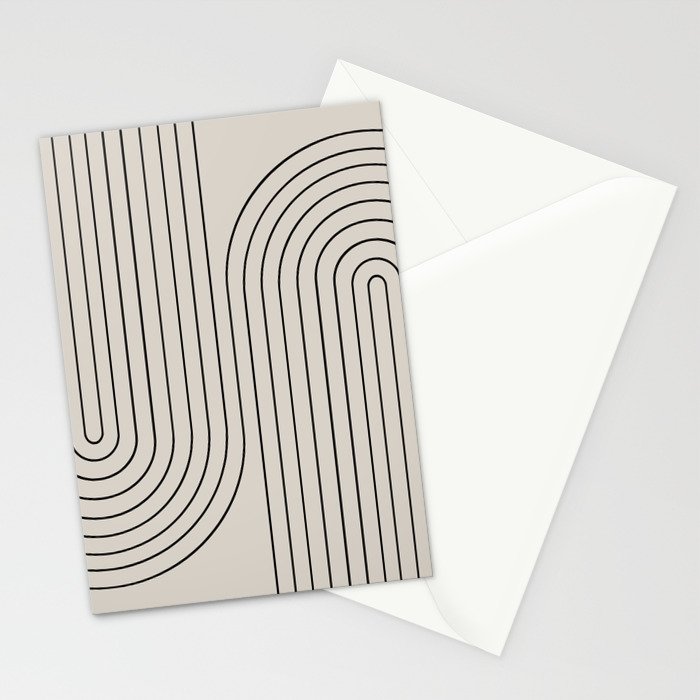 Minimal Line Curvature XCVI Vintage Creme & Black Mid Century Modern Arch Abstract Stationery Card Gallery Image 2