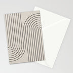 Minimal Line Curvature XCVI Vintage Creme & Black Mid Century Modern Arch Abstract Stationery Card Gallery Image 2