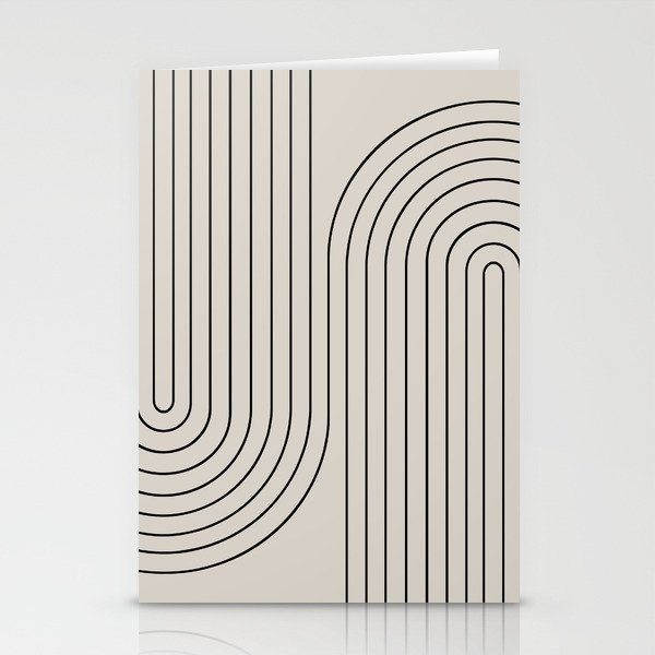 Minimal Line Curvature XCVI Vintage Creme & Black Mid Century Modern Arch Abstract Stationery Card Gallery Image 2