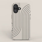 Minimal Line Curvature XCVI Vintage Creme & Black Mid Century Modern Arch Abstract iPhone Case Gallery Image 1