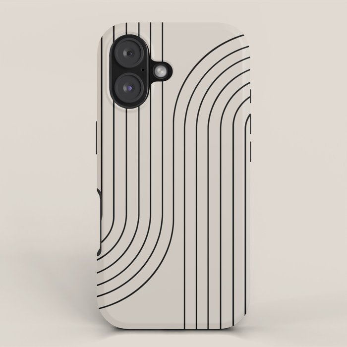 Minimal Line Curvature XCVI Vintage Creme & Black Mid Century Modern Arch Abstract iPhone Case Gallery Image 1
