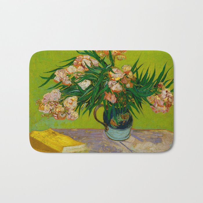 Oleanders Vincent van Gogh Oil On Canvas Floral Still Life Painting Bath Mat Gallery Image 1