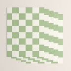 Checkerboard Check Checkered Pattern in Light Sage Green and Cream Wrapping Paper Gallery Image 3