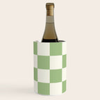 Checkerboard Check Checkered Pattern in Light Sage Green and Cream Wine Chiller Gallery Image 1