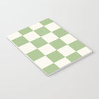 Checkerboard Check Checkered Pattern in Light Sage Green and Cream Notebook Gallery Image 3