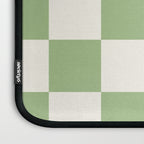 Checkerboard Check Checkered Pattern in Light Sage Green and Cream Laptop Sleeve Gallery Image 3