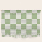 Checkerboard Check Checkered Pattern in Light Sage Green and Cream Wall Hanging Gallery Image 1