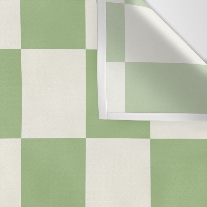 Checkerboard Check Checkered Pattern in Light Sage Green and Cream Wall Tapestry Gallery Image 3