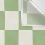 Checkerboard Check Checkered Pattern in Light Sage Green and Cream Wall Tapestry Gallery Image 3