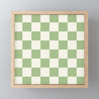 Checkerboard Check Checkered Pattern in Light Sage Green and Cream Mini Art Print Gallery Image 1