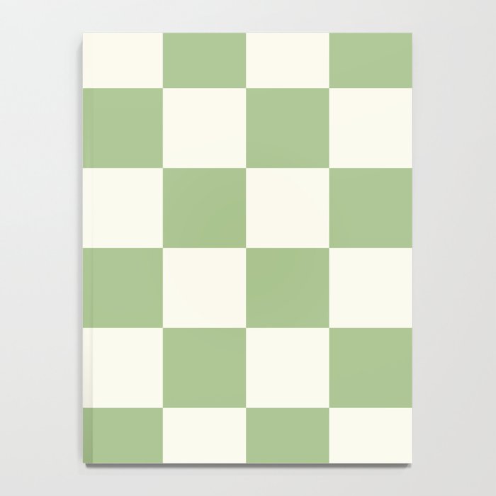 Checkerboard Check Checkered Pattern in Light Sage Green and Cream Notebook Gallery Image 4