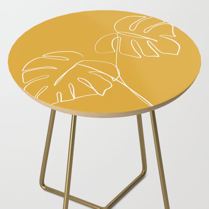 Monstera minimal - yellow Side Table Gallery Image 2