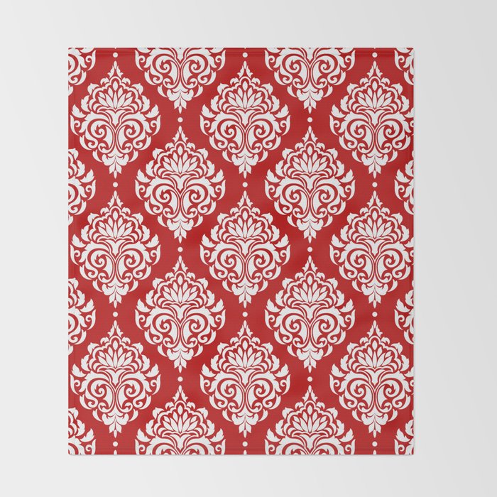 Red Damask Throw Blanket Gallery Image 2