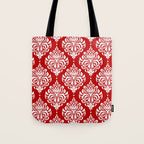 Red Damask Tote Bag Gallery Image 1