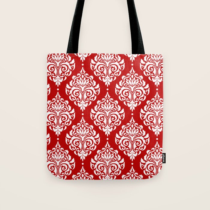 Red Damask Tote Bag Gallery Image 1