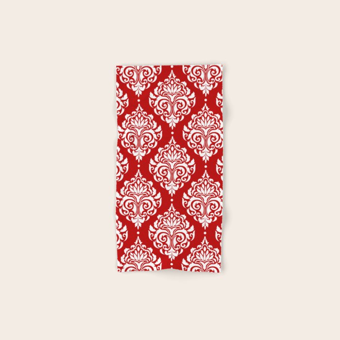 Red Damask Bath Towel Gallery Image 1