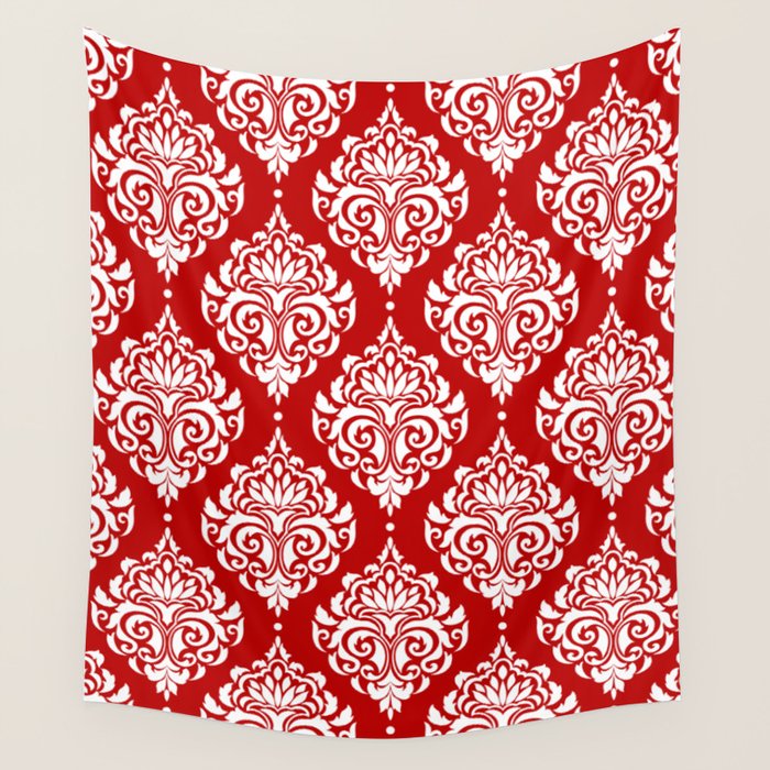 Red Damask Wall Tapestry Gallery Image 4