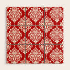 Red Damask Wood Wall Art Gallery Image 1
