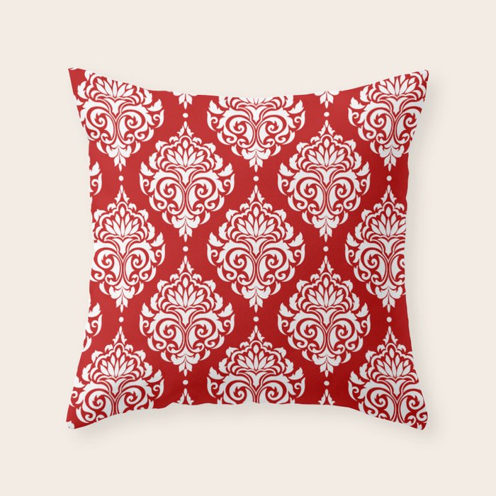 Red Damask Throw Pillow Gallery Image 1