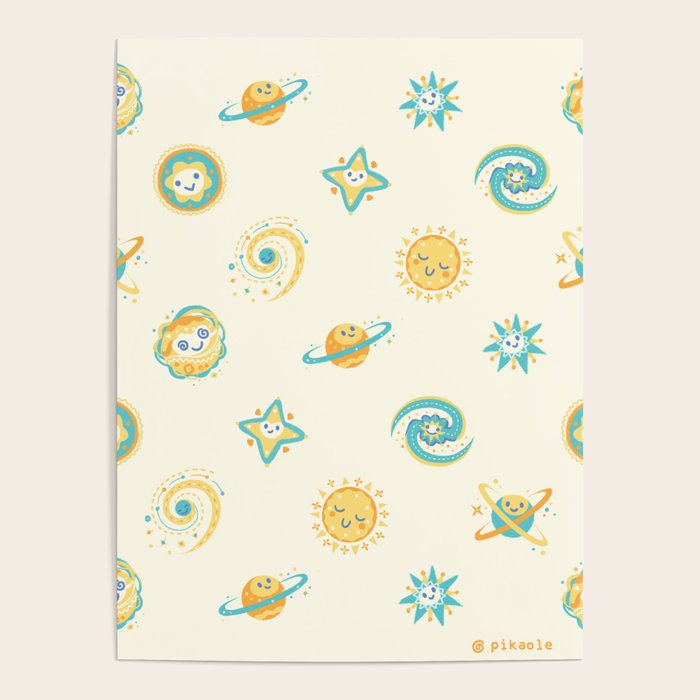 Pastel space pattern Poster Gallery Image 1