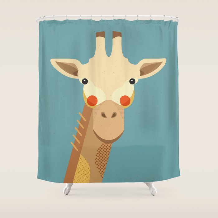 Giraffe, Animal Portrait Shower Curtain Gallery Image 1