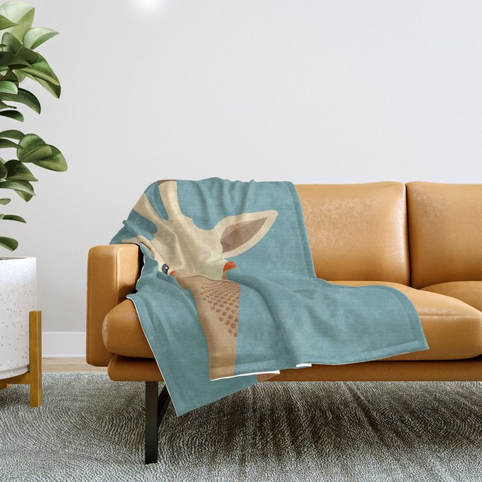 Giraffe, Animal Portrait Throw Blanket Gallery Image 1