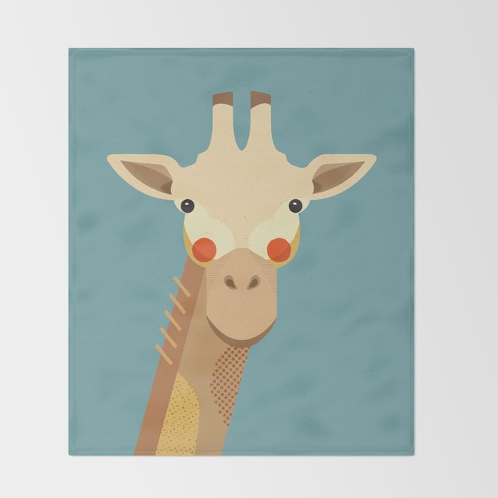 Giraffe, Animal Portrait Throw Blanket Gallery Image 2