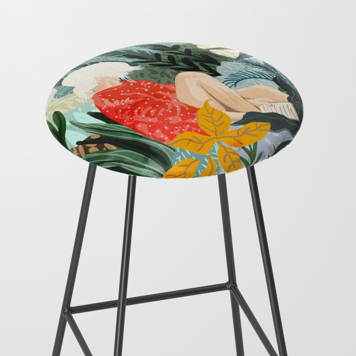 The Distracted Reader | Mindfulness Solo Travel | Bohemian Jungle Botanical Mood | Nature Book Lady Stool Gallery Image 2