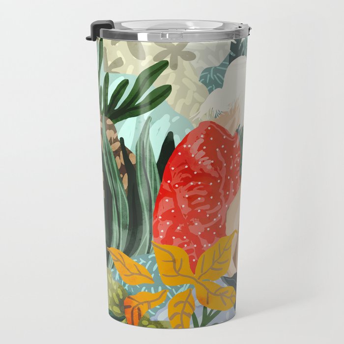 The Distracted Reader | Mindfulness Solo Travel | Bohemian Jungle Botanical Mood | Nature Book Lady Travel Mug Gallery Image 3