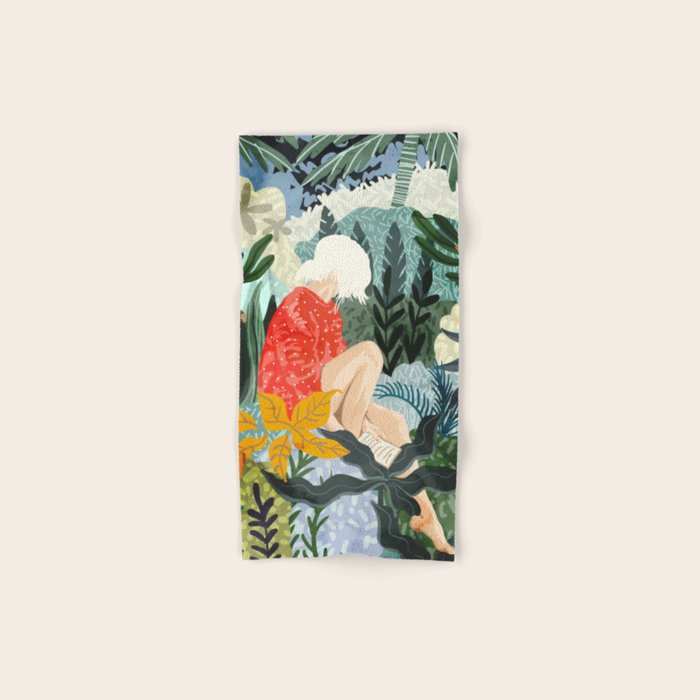 The Distracted Reader | Mindfulness Solo Travel | Bohemian Jungle Botanical Mood | Nature Book Lady Towels Gallery Image 1