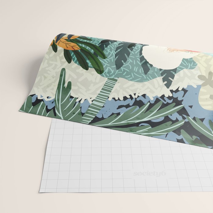 The Distracted Reader | Mindfulness Solo Travel | Bohemian Jungle Botanical Mood | Nature Book Lady Wrapping Paper Gallery Image 2