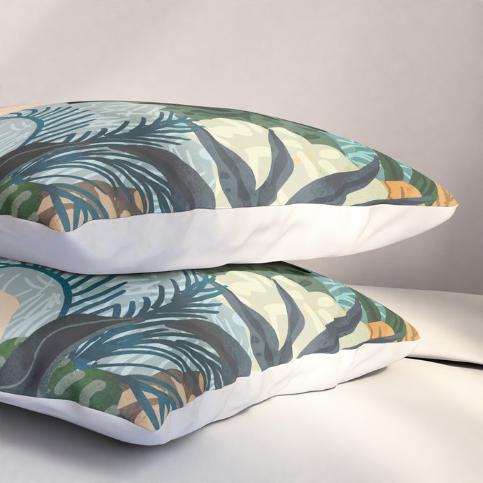 The Distracted Reader | Mindfulness Solo Travel | Bohemian Jungle Botanical Mood | Nature Book Lady Pillow Sham Gallery Image 3