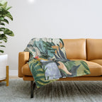 The Distracted Reader | Mindfulness Solo Travel | Bohemian Jungle Botanical Mood | Nature Book Lady Throw Blanket Gallery Image 1