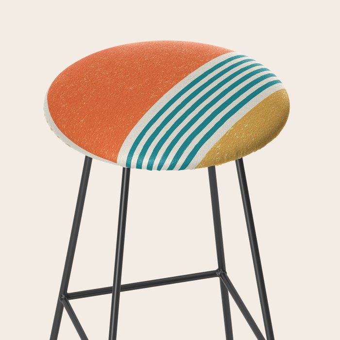 Sun Beach Stripes - Mid Century Modern Abstract Stool Gallery Image 2