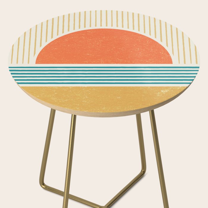 Sun Beach Stripes - Mid Century Modern Abstract Side Table Gallery Image 2