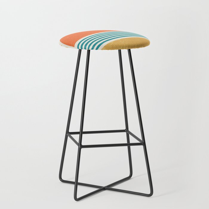 Sun Beach Stripes - Mid Century Modern Abstract Stool Gallery Image 1