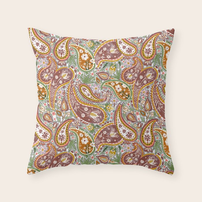 Rustic Paisley Delight Throw Pillow Gallery Image 1