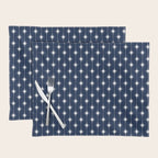 Midcentury Stars and Dots Pattern in Nautical Navy Blue and White Placemat Gallery Image 1