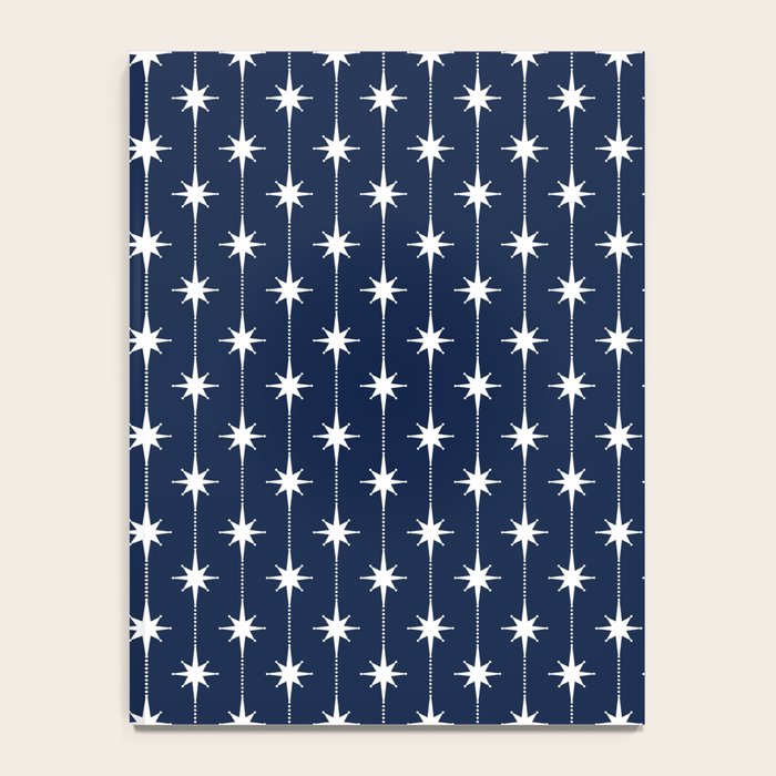 Midcentury Stars and Dots Pattern in Nautical Navy Blue and White Notebook Gallery Image 4