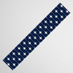Midcentury Stars and Dots Pattern in Nautical Navy Blue and White Table Runner Gallery Image 3