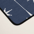 Midcentury Stars and Dots Pattern in Nautical Navy Blue and White Desk Mat Gallery Image 4