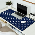 Midcentury Stars and Dots Pattern in Nautical Navy Blue and White Desk Mat Gallery Image 2