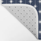 Midcentury Stars and Dots Pattern in Nautical Navy Blue and White Bath Mat Gallery Image 2